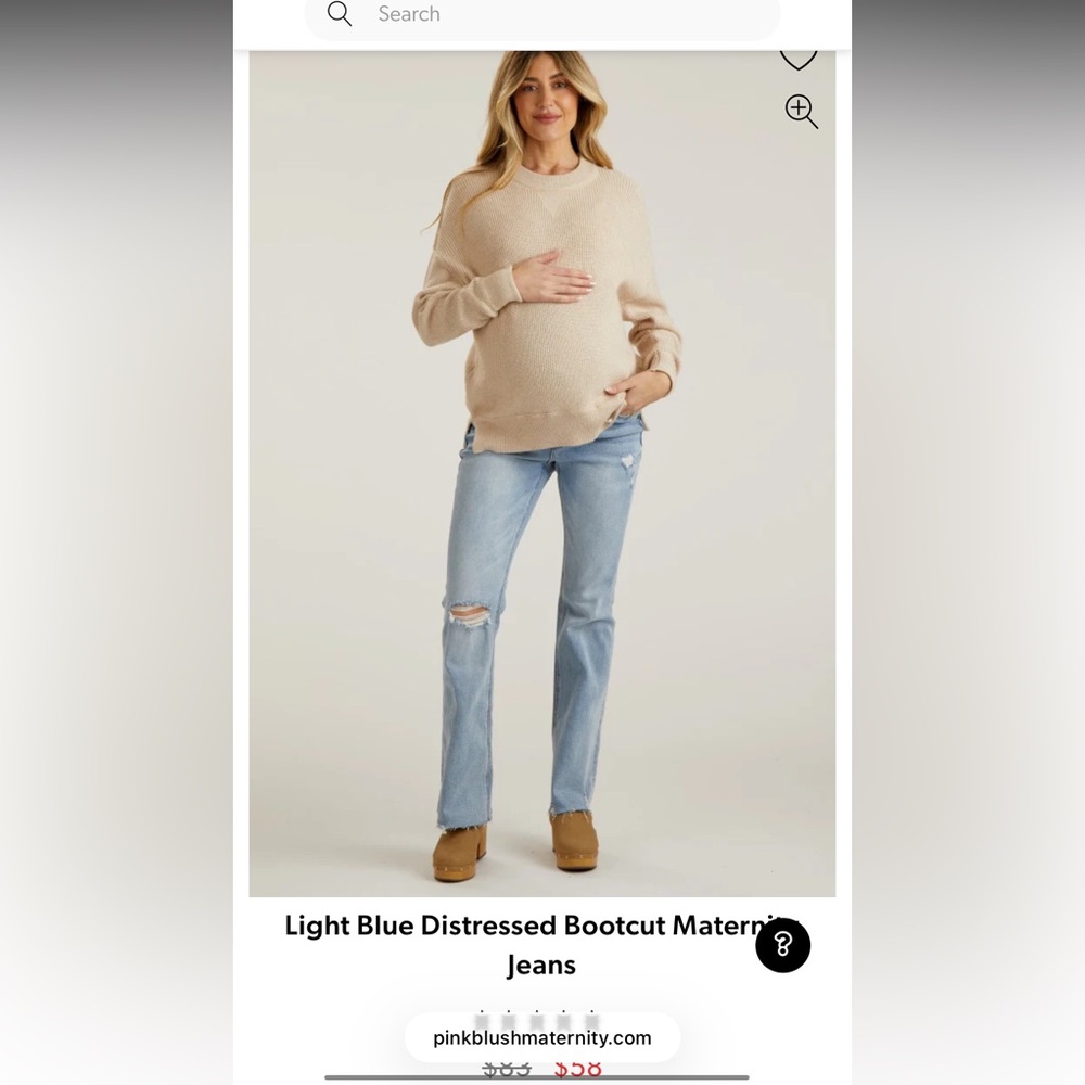 Pinkblush Light Blue Distressed Boot Cut Maternity Jeans